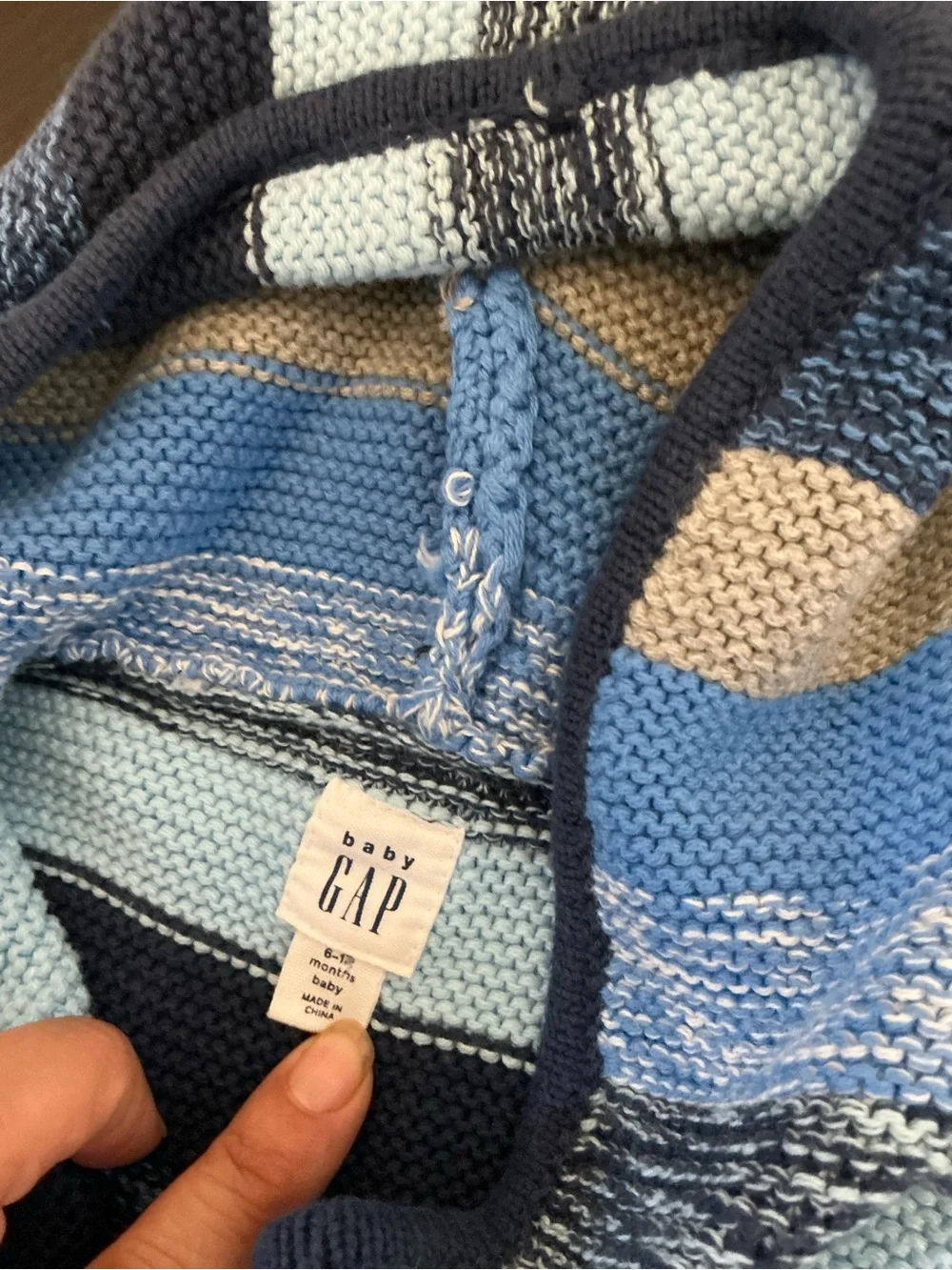 GAP Striped Hooded Knit Sweater Jacket in Blue, Navy, Tan, Mint